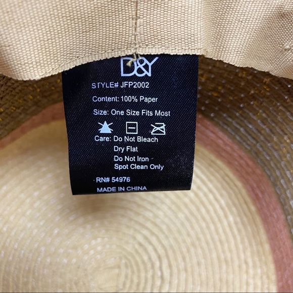 D&Y Wide Brim Sun Hat Woven 100% Paper Raffia Boho Beach Day - Picture 10 of 12
